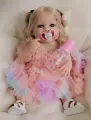 Силиконовая кукла Реборн девочка Дина, размер 55 см, цвет розовый