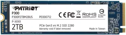 SSD накопитель Patriot P300 P300P2TBM28 2ТБ, M.2 2280, PCIe 3.0 x4, NVMe, M.2