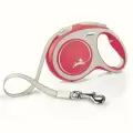 Поводок-рулетка для собак, COMFORT, размер L , 8м, до 50кг, New, красная, ремень серый, FLEXI, 1 шт.