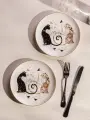 Тарелки Lefard Парижские коты, закусочные, набор 2 шт, фарфоровые, 20,5 см