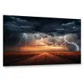 Картина на холсте интерьерная 100х60 см, фотография, гроза, ландшафт, энергия Земли, молнии, темное небо, видео