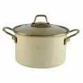 Кастрюля с крышкой эмалированная для индукционных плит Rashel Gold 3 л 18 см, кремовая R-07718