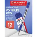 Ручка шариковая масляная с грипом BRAUBERG Glassy, комплект 12 штук, синяя, узел 0,7 мм, 880180