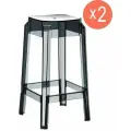 Комплект из 2-х прозрачных полубарных стульев Siesta Fox 65, без спинки, цвет черный
