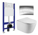 Комплект 3 в 1 инсталляция Enio Tecnico 50 EN8050050 + Унитаз подвесной Акватек Вега AQ1905-00 + кнопка хром Geometria