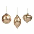 Елочная игрушка GOODWILL Шар стеклянный с листьями коричневый (3 шт) 10 см