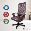 Офисное кресло руководителя компьютерное Берн, мягкий подлокотник, кожаное, дерево, бордовое