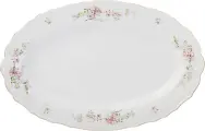 Блюдо овальное 36 см; Bernadotte, декор Дикая роза, отводка золото, Thun/ БТФ0685