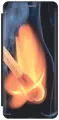 Чехол-книжка на Apple iPhone SE (2022) / SE (2020) / 8 / 7 / Эпл Айфон СЕ 2022 / СЕ 2020 / 8 / 7 с рисунком Горящая спичка черный