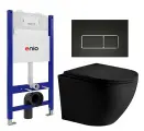 Комплект 3 в 1 инсталляция Enio Tecnico 50 EN8050050 + Унитаз подвесной Weltwasser WW Merzbach 043 MT-BL + кнопка черная матовая, окантовка хром Rettangolo