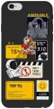 Силиконовый чехол на Apple iPhone 6s / 6 / Эпл Айфон 6 / 6с с рисунком Space Stickers Soft Touch черный