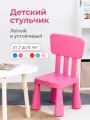 Стул детский Мамонт, пластиковый детский стульчик со спинкой, розовый