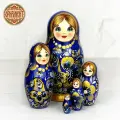 Матрешка деревянная детская развивающая игрушка Птица Счастья 5 мест 12 см Орнамент