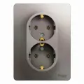 Розетка 2-ая с/з (в сборе) Glossa Schneider Electric, Платина (комплект из 5 шт)