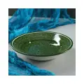 Тарелка Риштанская Керамика Узоры, зелёная, глубокая, 20 см