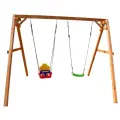 Красная Звезда Деревянные подвесные качели с качелями со спинкой натуральный