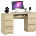 Компьютерный стол с двумя тумбами Мори МС-2, цвет дуб сонома, ШхГхВ 135,4х50х76,6 см.