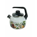Чайник со свистком «Вкусный компот» 3л, эмалированная сталь, индукционное дно, цветочный декор