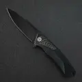 Нож складной Petrified Fish PF838, черный карбон, сталь D2, флиппер на подшипнике