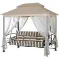 Качели-беседки Удачная Мебель Амаре 006, бежево-коричневые, 3-местные, антимоскитные, 254×170×245см