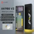 Механическая клавиатура AJAZZ AK980 V2, трехрежимная RGB с экраном, трехосевая (черная, серая и желтая)