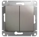 Выключатель двухклавишный платина, сх.1, 10АХ, Systeme Electric Glossa (комплект 5шт)