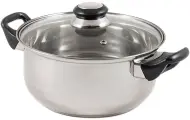 Кастрюля из нержавеющей стали с крышкой BAK-03 2,8 л стеклянная крышка бакелитовые ручки 3-слойное капсулированное дно 20 см диаметр