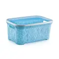 Корзина для белья Ажурная 35 л, голубая, пластиковая, с ручками