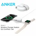 Anker MagSafe Совместимость MagGo UFO 3-в-1 беспроводная зарядная станция, Qi2 сертифицированная 15W, складная зарядная подложка для путешествий