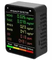 Монитор качества воздуха 6 в 1. Детектор СО2, угарного газа CO, пылевых частиц PM2.5 и PM10, HCHO формальдегида, TVOC летучих органических веществ.