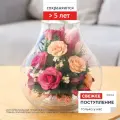 Композиция из живых цветов в герметичной вазе 23.8 см, сохраняется от 5 лет, серия Purity 5832