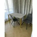 Дизайнерский стол обеденный/ цвет Бетон Светлый, 120*80 см. Ножки золото.