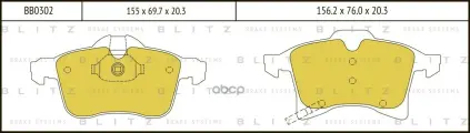 Колодки тормозные дисковые передние OPEL ASTRA, CORSA, MERIVA, ZAFIRA 01- Blitz арт. BB0302
