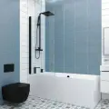 Шторка на ванну GWMPKB020P601 60x150 см, цвет фурнитуры черный матовый, стекло бесцветное закаленное 6 мм