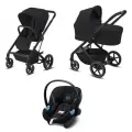 Детская коляска 3 в 1 Cybex Balios S Lux BLK Moon Black 2025 со спальным блоком, автокреслом Aton B2 i-Size, дождевиками