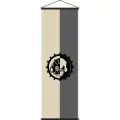Двухсторонний вертикальный штандарт флаг Адептус Механикус Вархаммер Warhammer 40000 150х50 см на блэкауте