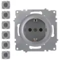 Комплект. Розетка с заземлением OneKeyElectro, винтовые контакты, цвет серый (7 шт.)