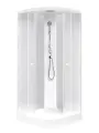 Душевая кабина Parly Effect EF1031 низкий поддон, стеклянная, 100x100, закрытая (с крышей), с матовым стеклом, без гидромассажа, с белым профилем, с функцией тропический душ