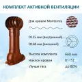 Комплект активной вентиляции: Вентиляционный выход D160 мм, проходной элемент для металлочерепицы Monterrey, турбодефлектор 160 мм, красный