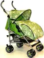 Коляска трость Stiony GREEN PLUS( зеленый с геом. фиг) с чехлом и дождевиком