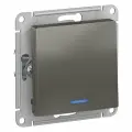 Systeme Electric Systeme Electric Выключатель 1-кл. СП AtlasDesign 10А IP20 (сх. 1а) 10AX с подсветкой механизм сталь Systeme Electric ATN000913