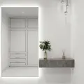 Зеркало с подсветкой в алюминиевой раме настенное ONE MIRROR 200х90см. Свет: Холодный белый 6000К. Серебро