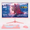 Монитор игровой Reletech 27, 2K 2560x1440, 180 Гц, изогнутый, HDMI+DP, Игровая RGB-подсветка, для компьютера, розовый