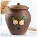 Кунгурская керамика Банка для хранения лука 5 л, роспись, молочение