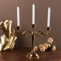 Подсвечник Канделябр на 3-е свечи, 25см, золотистый, металл, без свечи