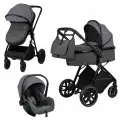 Коляска трансформер для новорожденных 3 в 1 Jovola Folk универсальная, всесезонная, серый
