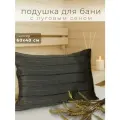 Подушка с луговым сеном для бани и парения АромаПар 60х40 см, серая в полоску