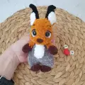 Мягкая вязаная плюшевая игрушка белочка, 15 см, серый/рыжий, ручная работа