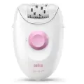 Эпилятор женский Braun Silk-epil 1 SE1176, для сухой эпиляции, 1 скорость, 20 пинцетов, белый/розовый