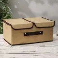 Короб стеллажный для хранения с двойной крышкой Доляна Тэри , 36 25 16 см, бежевый